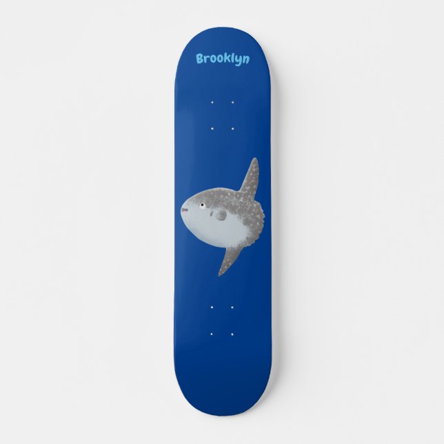 Ocean sunfish mola mola cute cartoon skateboard (Front)