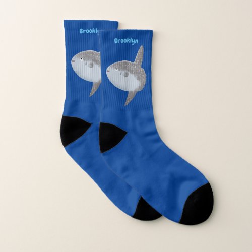 Ocean sunfish mola mola cute cartoon socks