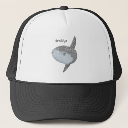 Ocean sunfish mola mola cute cartoon  trucker hat