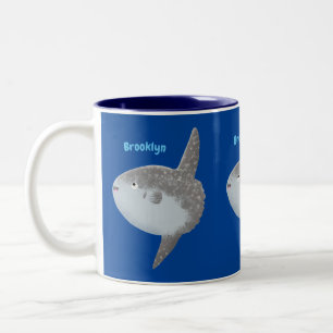Ocean sunfish mola mola cute cartoon Two-Tone coffee mug