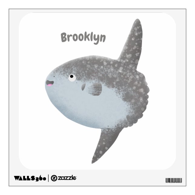 Ocean sunfish mola mola cute cartoon  wall decal (Front)