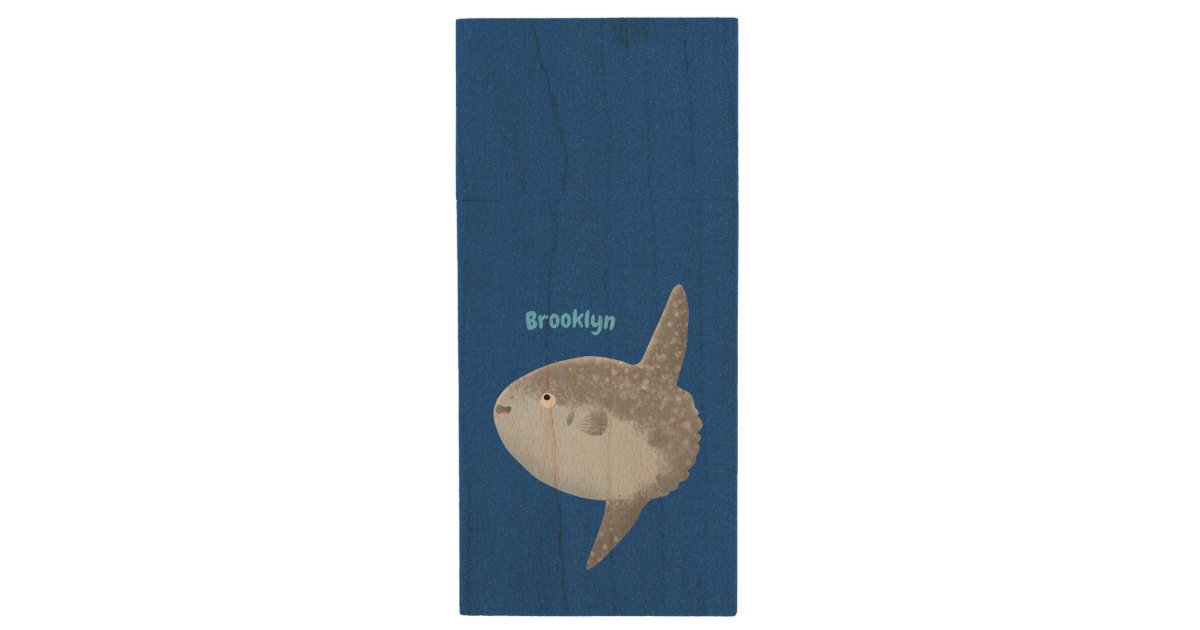 Ocean sunfish mola mola cute cartoon wood flash drive