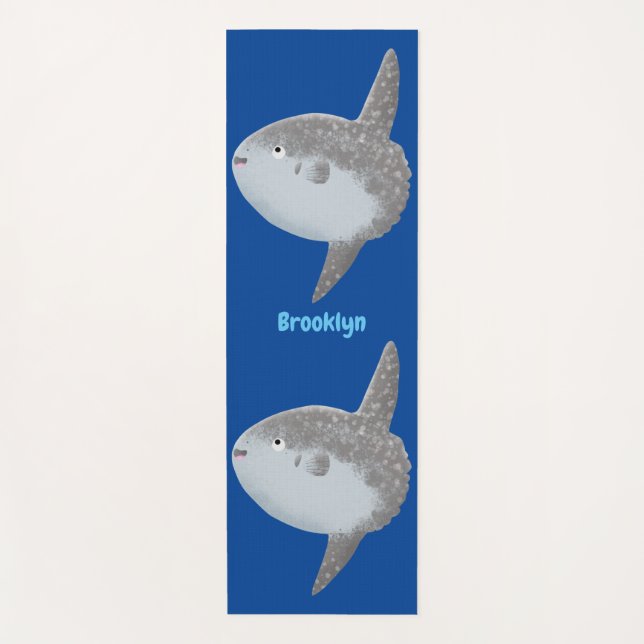 Ocean sunfish mola mola cute cartoon yoga mat (Front)