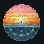 Ocean Sunrise and Turtles Dart Board<br><div class="desc">Ocean Sunrise and Turtles.</div>