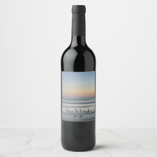 Ocean Sunrise Boat Christening Personalize Wine Label