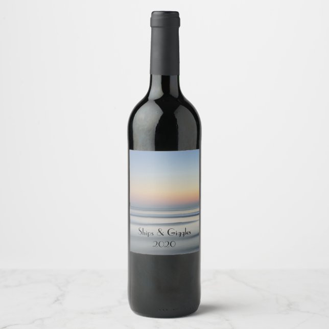 Ocean Sunrise Boat Christening Personalize Wine Label (Front)