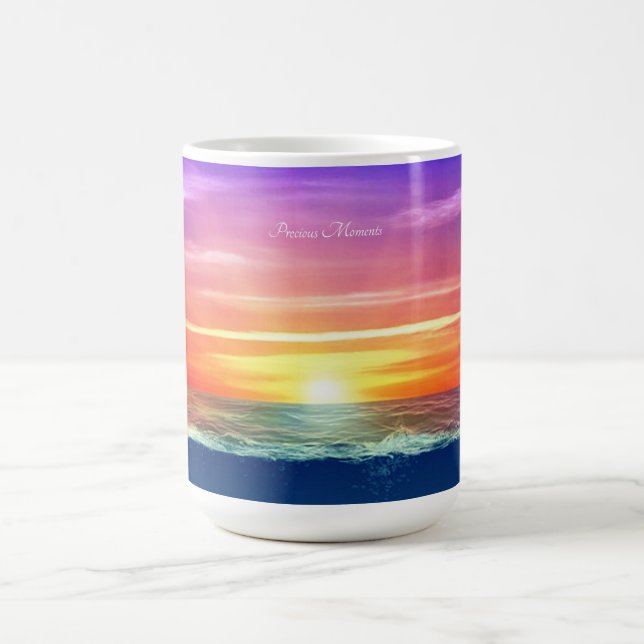 Ocean sunrise & calligraphy coffee mug (Center)