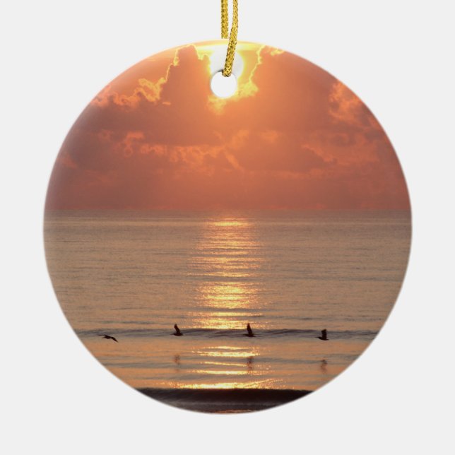 Ocean Sunrise Daytona Beach, Florida Ornament (Front)