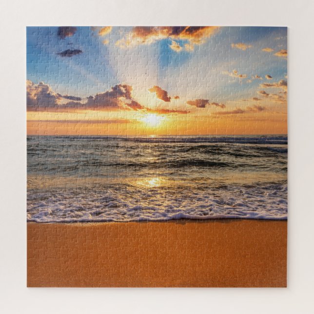 Ocean sunrise, deep blue horizon. jigsaw puzzle (Vertical)