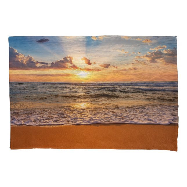 Ocean sunrise, deep blue horizon. pillow case (Front)