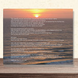 Ocean Sunrise Desiderata Plaque<br><div class="desc">This 10 x 8 inch inspirational plaque has a photographic image of the beautiful, majestic Atlantic Ocean at sunrise and is printed with Max Erhmann's 1927 poem "Desiderata" on happiness. You can remove the text overlay image and personalize the background with other text of your own choice, if desired. Great...</div>