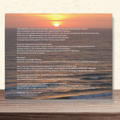 Ocean Sunrise Desiderata Plaque