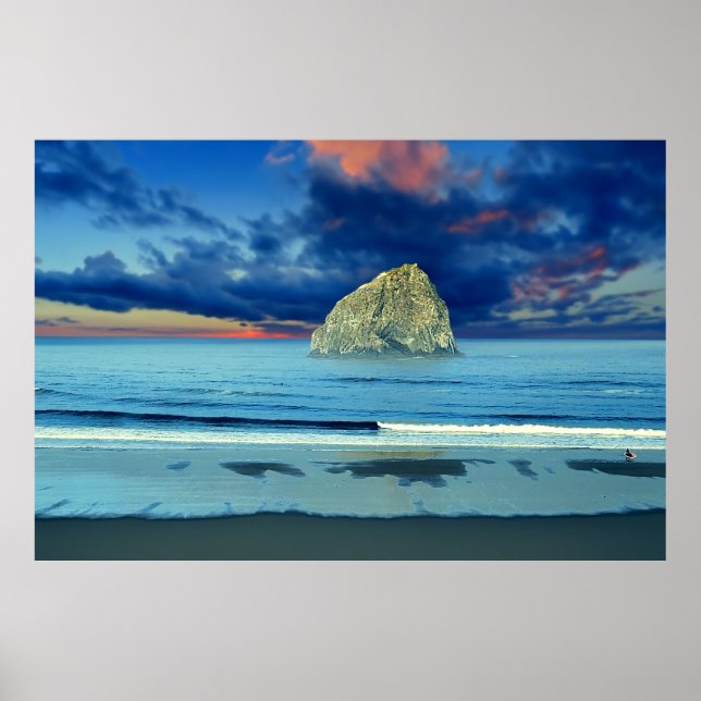 Ocean sunrise landscape art poster (Front)
