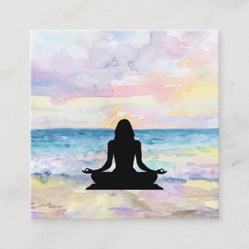  Ocean Sunrise Mindfulness Meditation Yoga Square Business Card