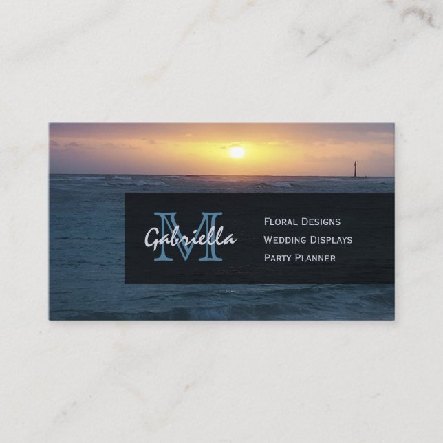 Ocean Sunrise : Monogram Business Cards (Front)