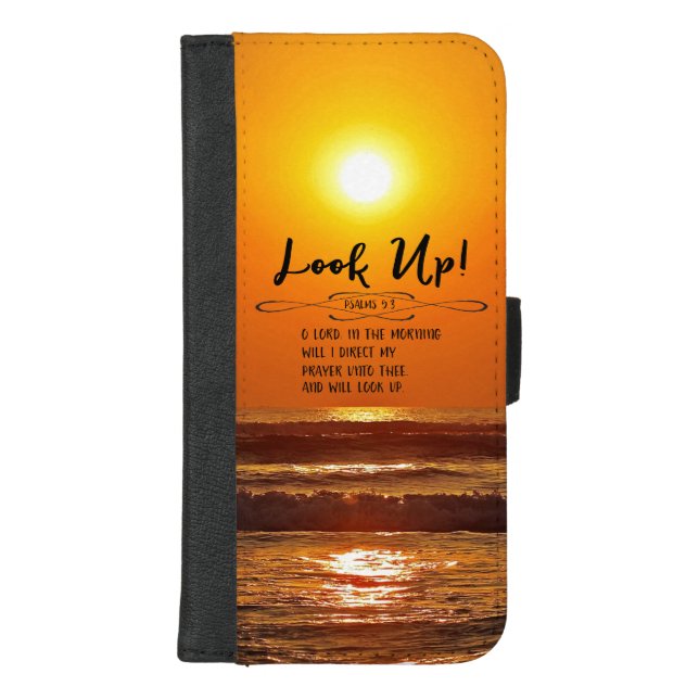 Ocean Sunrise Psalms Morning Prayer Scripture iPhone Wallet Case (Front)