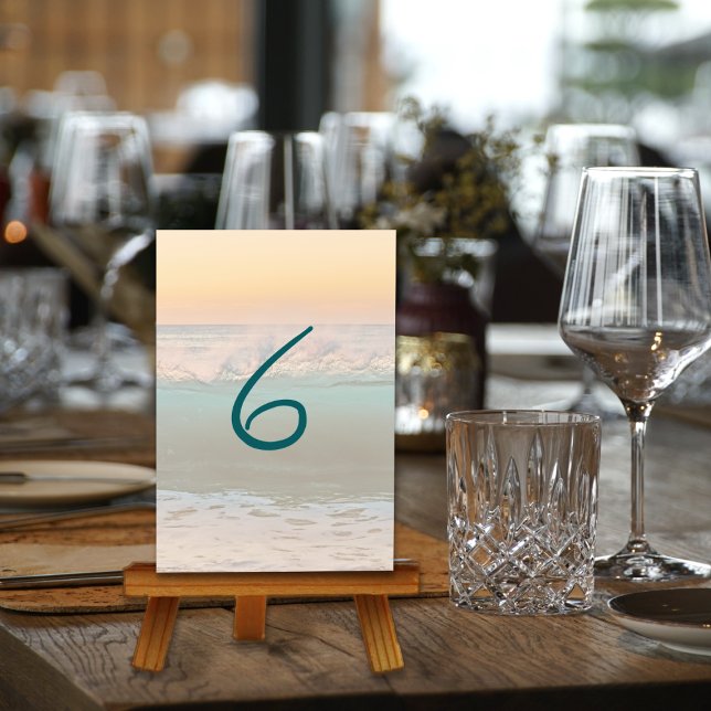 Ocean Sunrise Reception Table Number Cards (Creator Uploaded)
