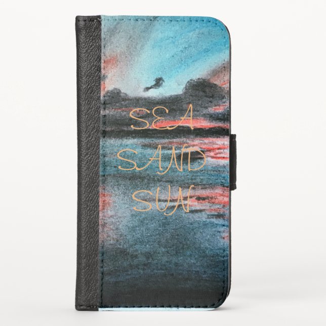 Ocean Sunrise "Sea, Sand, Sun" iPhone Wallet Case (Front)