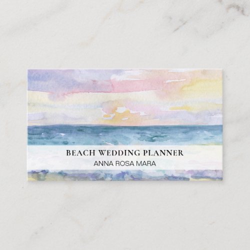  Ocean Sunrise Sea Wedding Planner Travel Agent Business Card