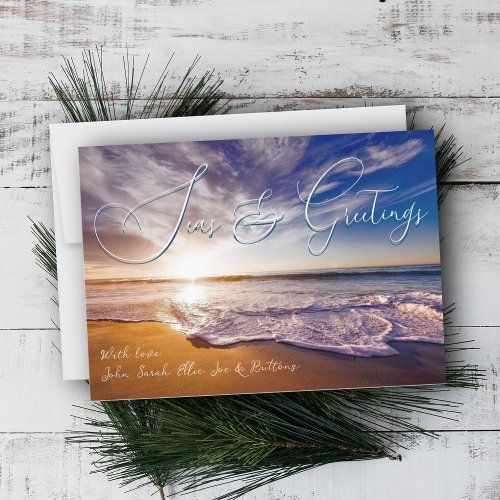 Ocean Sunrise Seas and Greetings Christmas Cards