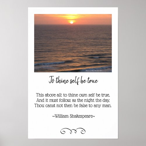 Ocean Sunrise Seascape and Shakespeare Photo Poster