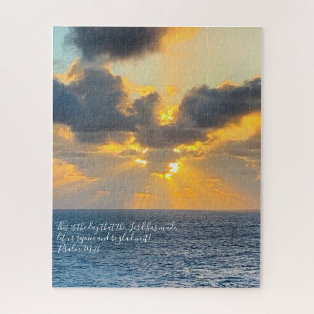 Ocean Sunrise, Verse from Psalm 118:24  Jigsaw Puzzle (Vertical)