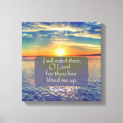 Ocean Sunrise with Psalms Bible Verse Canvas Print