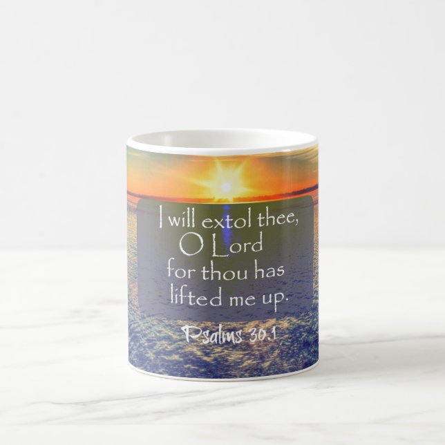 Ocean Sunrise with Psalms Bible Verse Coffee Mug (Center)