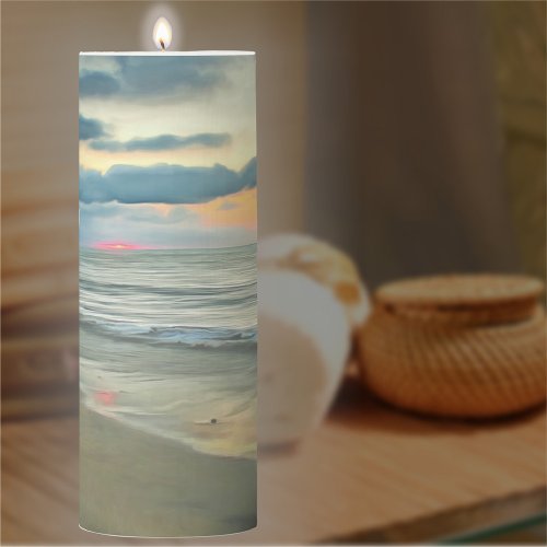 Ocean Sunset 0735 Pillar Candle