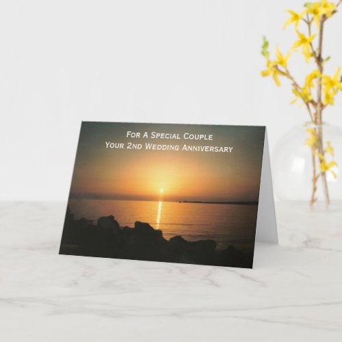 Ocean Sunset 2nd Wedding Anniversary Card