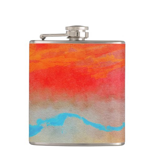 Ocean Sunset Abstract Flask