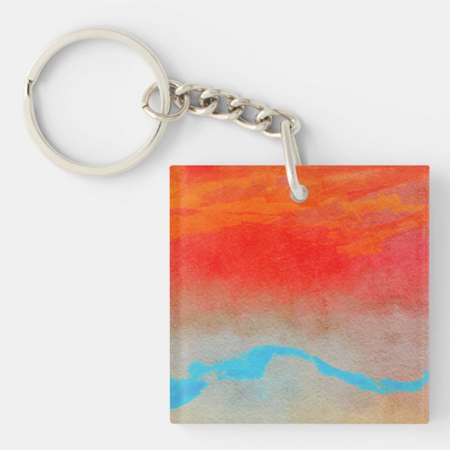 Ocean Sunset Abstract Keychain (Front)