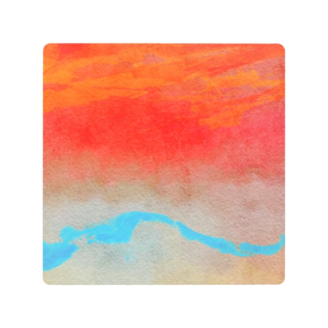 Ocean Sunset Abstract Metal Print (Front)