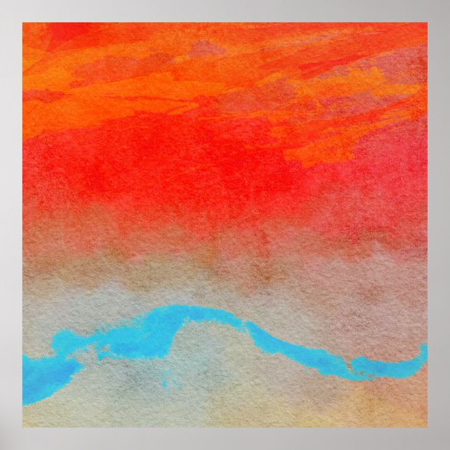 Ocean Sunset Abstract Poster (Front)