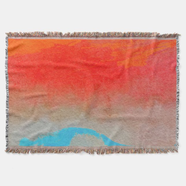 Ocean Sunset Abstract Throw Blanket (Front)