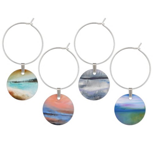 Ocean Sunset Abstract Wine Charms