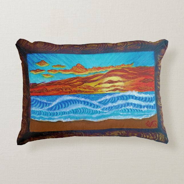 Ocean Sunset Accent Pillow (Front)