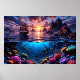 Ocean Sunset Art Poster