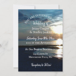 Ocean Sunset at Dusk Wedding Invitation
