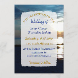 Ocean Sunset at Dusk Wedding Invitation