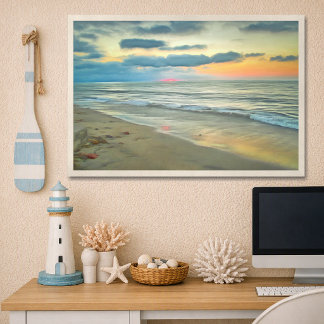 Ocean Sunset Beach 0735 Painting Art Print