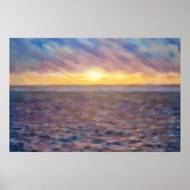 Ocean Sunset Beach Art Impressionist Poster (Front)