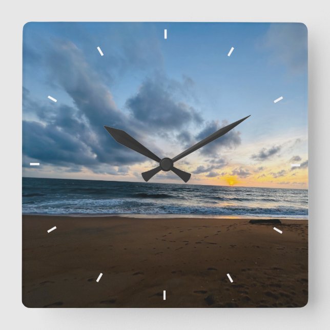 Ocean Sunset Beach Photo Decorative Wall Clock (Front)