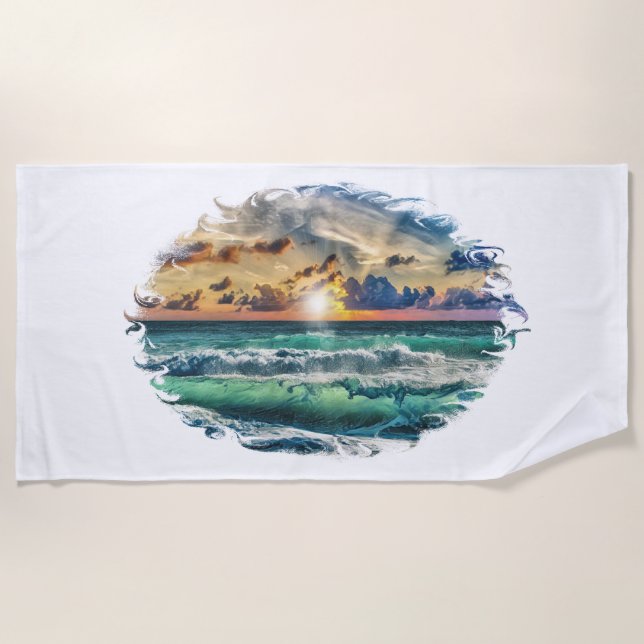 Ocean Sunset Beach Towel (Front)