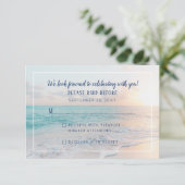 Ocean Sunset Beach Wedding Picture RSVP Card (Standing Front)