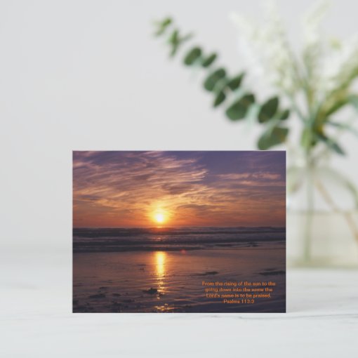 Ocean sunset bible verse postcard | Zazzle