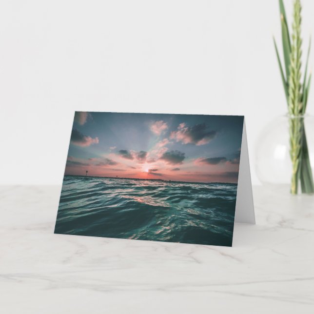 Ocean Sunset blank greeting card (Front)