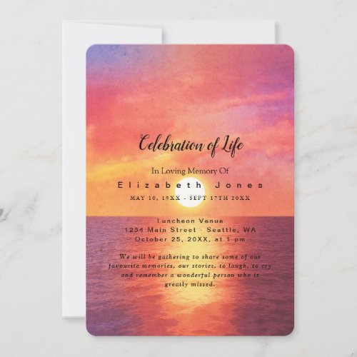 Ocean Sunset Celebration of Life Funeral
