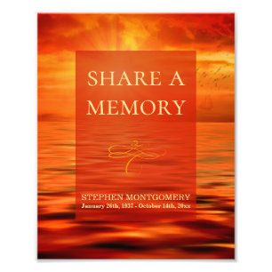 Ocean Sunset Celebration of Life Share a Memory Photo Print