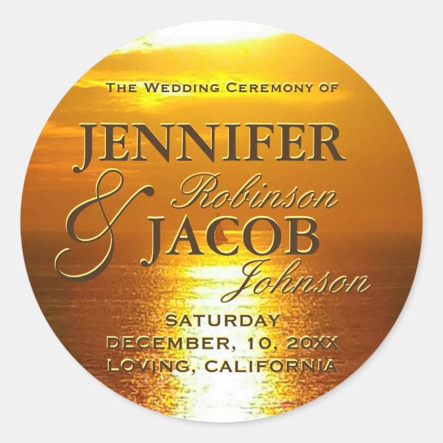 Ocean Sunset Classic Round Sticker (Front)